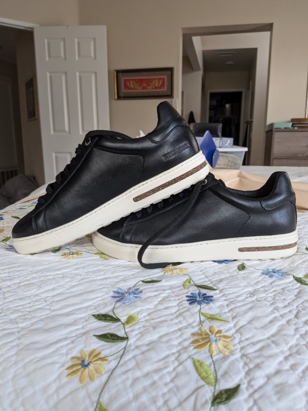 Birkenstock Bend Low sneakers black leather + cork Sz 40 / US W9/M7